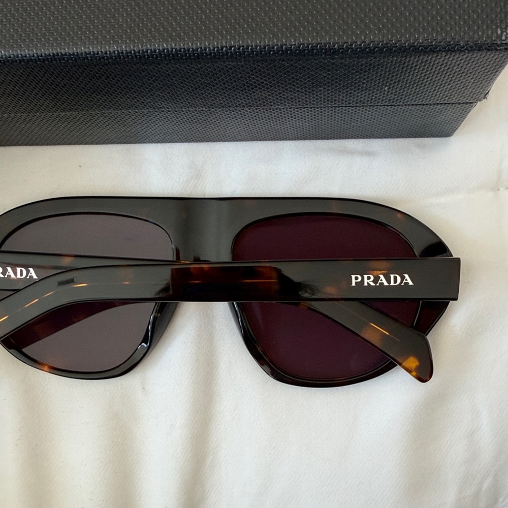 NEW / PRADA C05S Thick Aviator Sunglasses / Havana Shield - Picture 5 of 7
